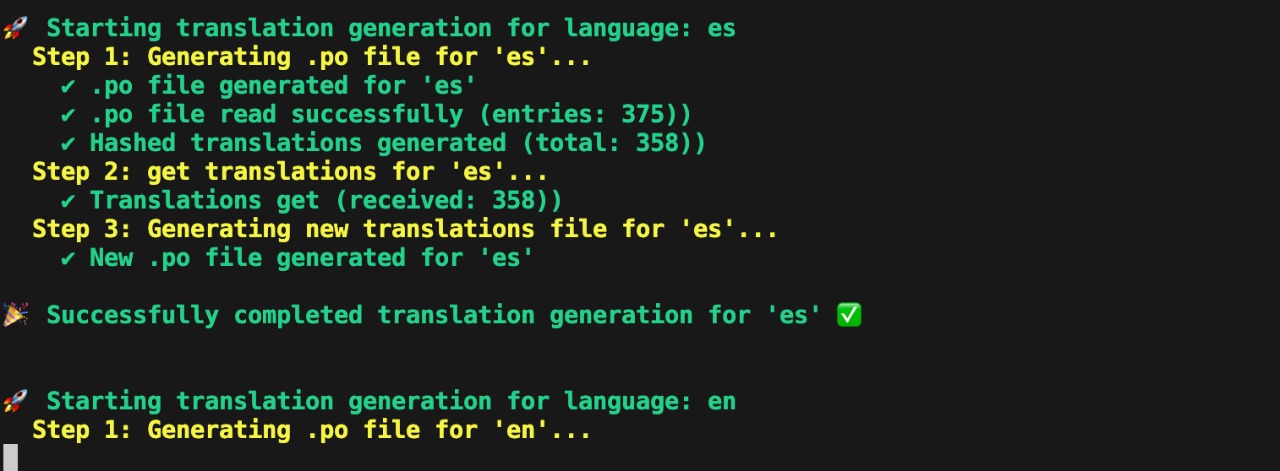Traducción en la terminal